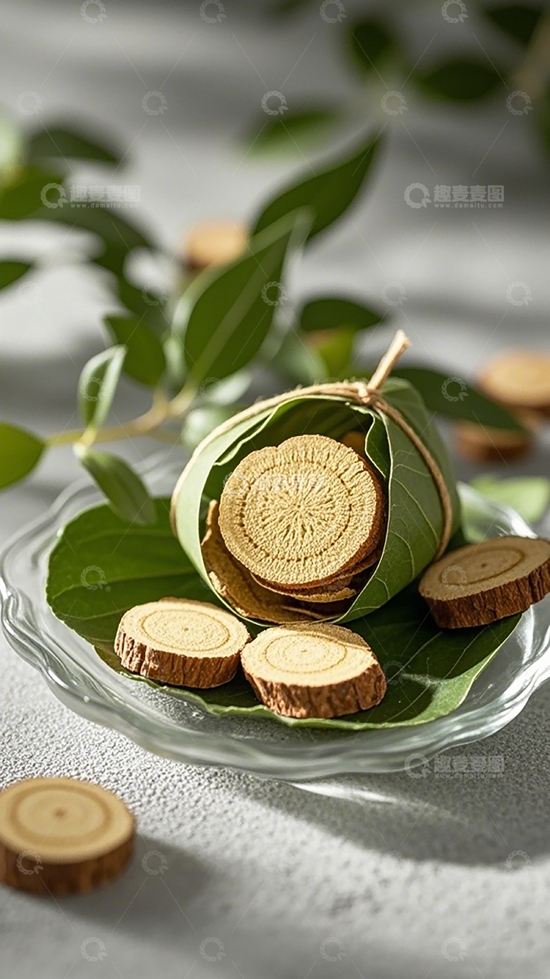 高清大图下载【趣麦麦图】绿叶木片装饰摆件