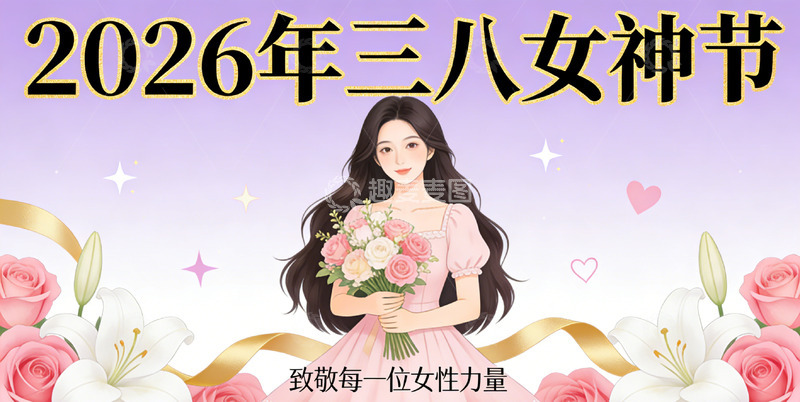 高清大图下载【趣麦麦图】卡通三八女神节鲜花祝福海报