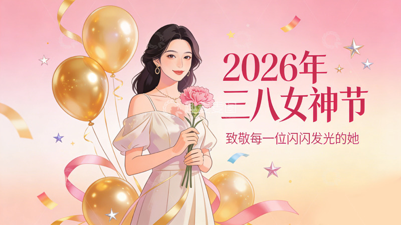 高清大图下载【趣麦麦图】三八女神节庆祝海报插画
