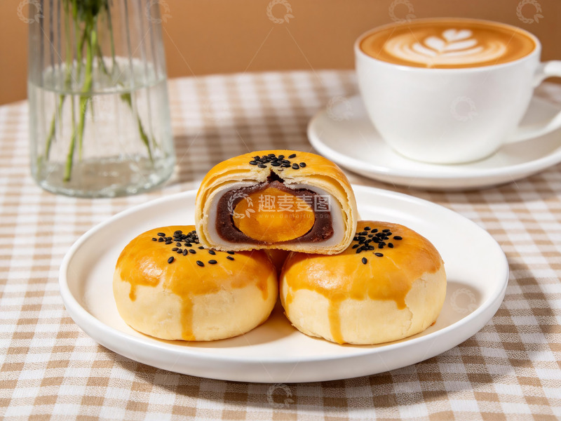 高清大图下载【趣麦麦图】蛋黄酥特写摄影4