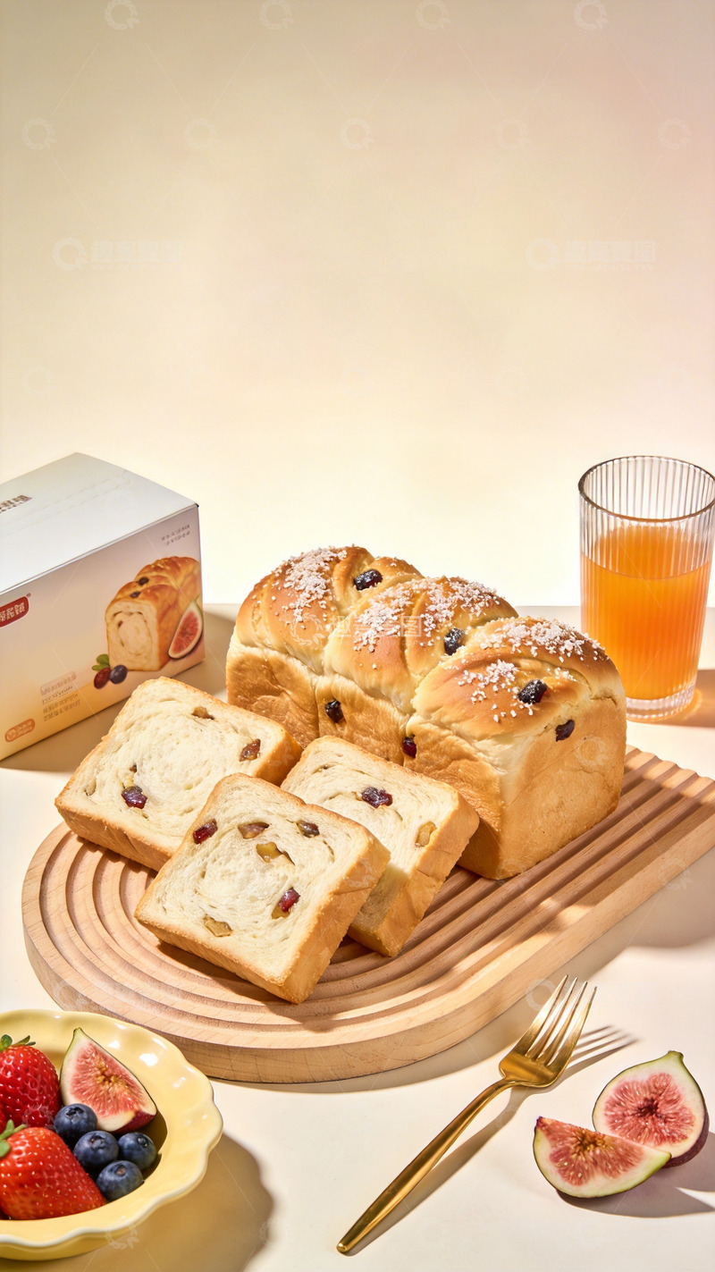 高清大图下载【趣麦麦图】奶香果干吐司摄影3