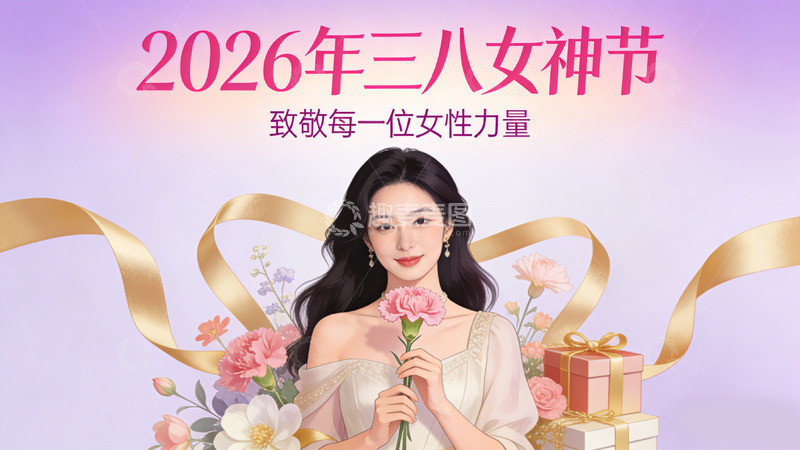 高清大图下载【趣麦麦图】2026三八女神节庆祝海报