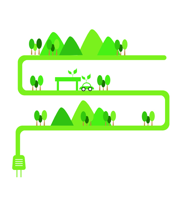 环保素材 绿色环保 小树 卡通车