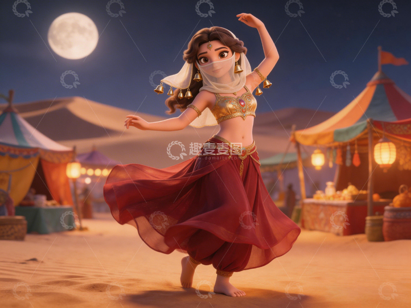 高清大图下载【趣麦麦图】异域风情舞动沙漠夜景