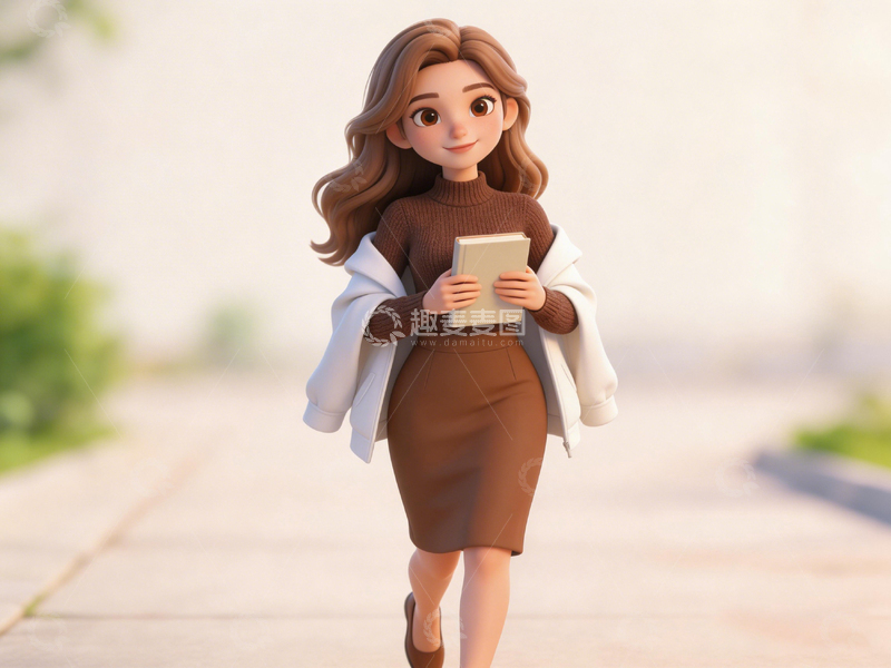 高清大图下载【趣麦麦图】卡通风格女性户外读书图