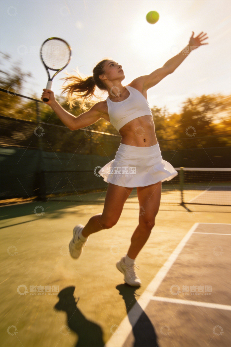 高清大图下载【趣麦麦图】网球女将击球瞬间