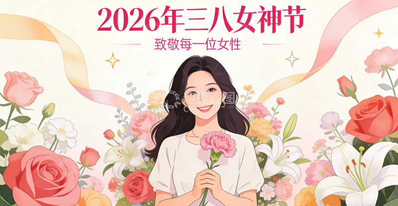 高清大图下载【趣麦麦图】三八女神节庆祝插画鲜花女性
