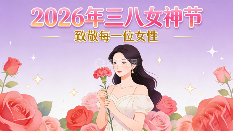 高清大图下载【趣麦麦图】卡通风三八妇女节鲜花插画