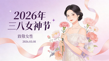浪漫三八女神节插画海报