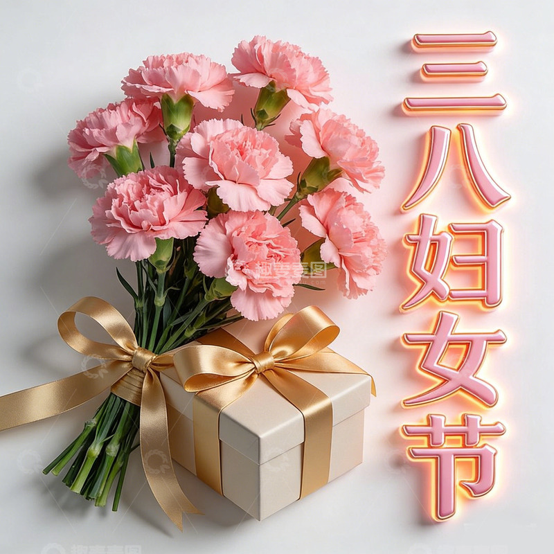 高清大图下载【趣麦麦图】鲜花礼盒妇女节祝福图片