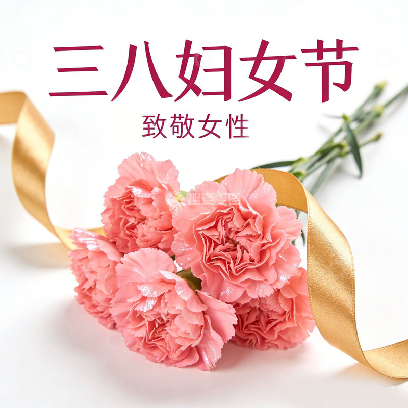 高清大图下载【趣麦麦图】鲜花庆祝三八妇女节贺卡设计素材