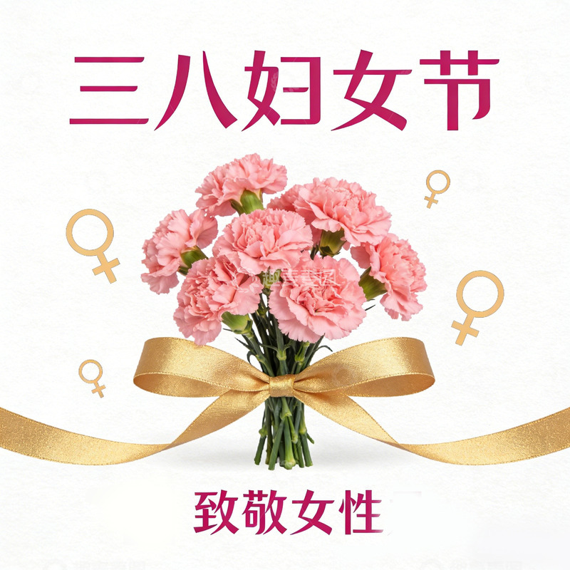 高清大图下载【趣麦麦图】三八妇女节鲜花贺卡