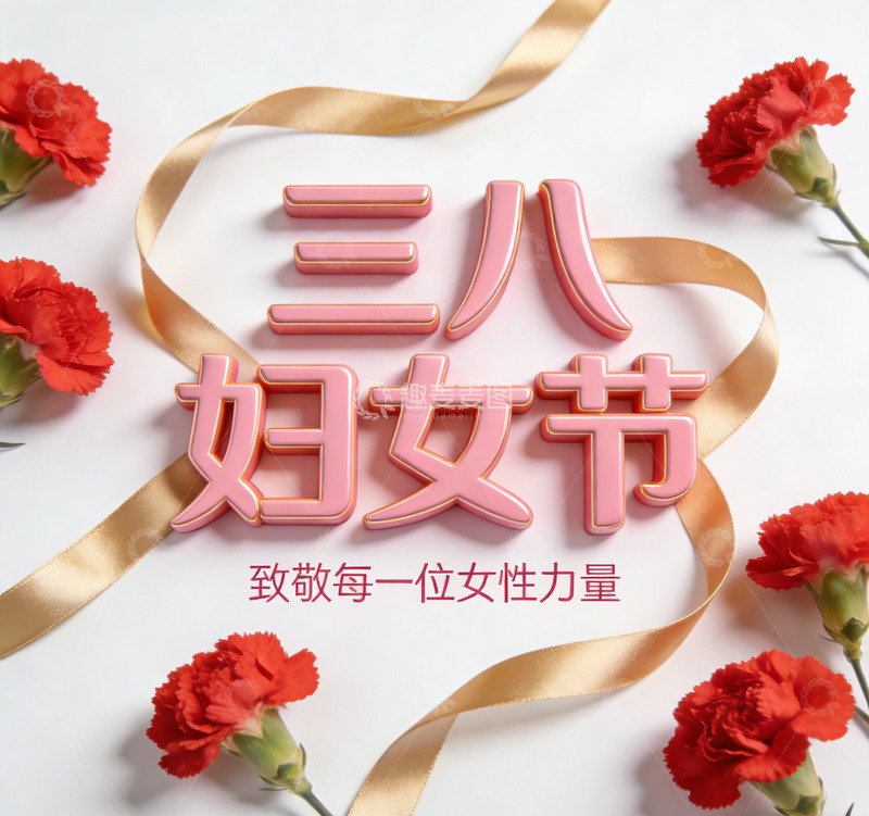 高清大图下载【趣麦麦图】粉色三八妇女节贺卡设计素材