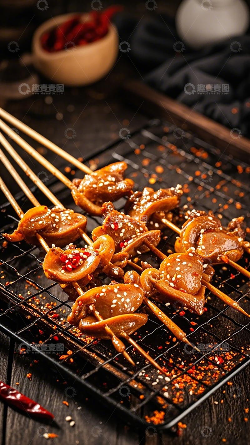高清大图下载【趣麦麦图】烧烤鱿鱼串美食摄影