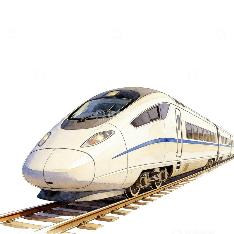 高清大图下载【趣麦麦图】高速列车写实插画
