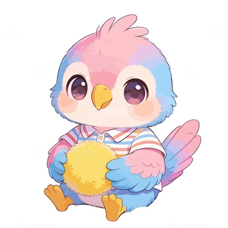 源文件下载【趣麦麦图】卡通可爱的拟人化鹦鹉玩球元素