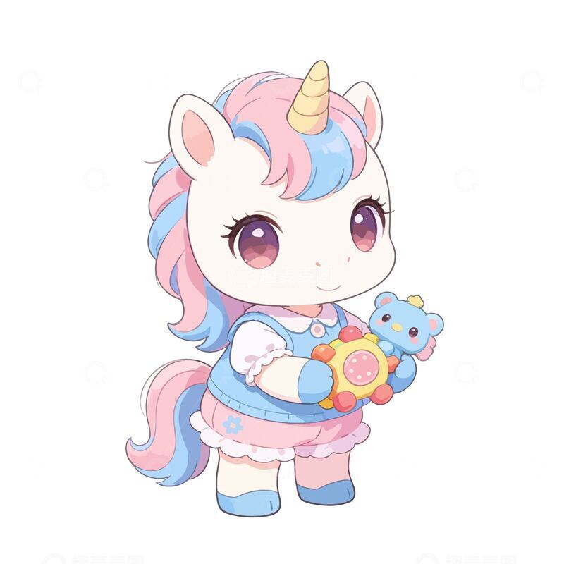 源文件下载【趣麦麦图】2026马年春节Q版白马独角兽拟人送福