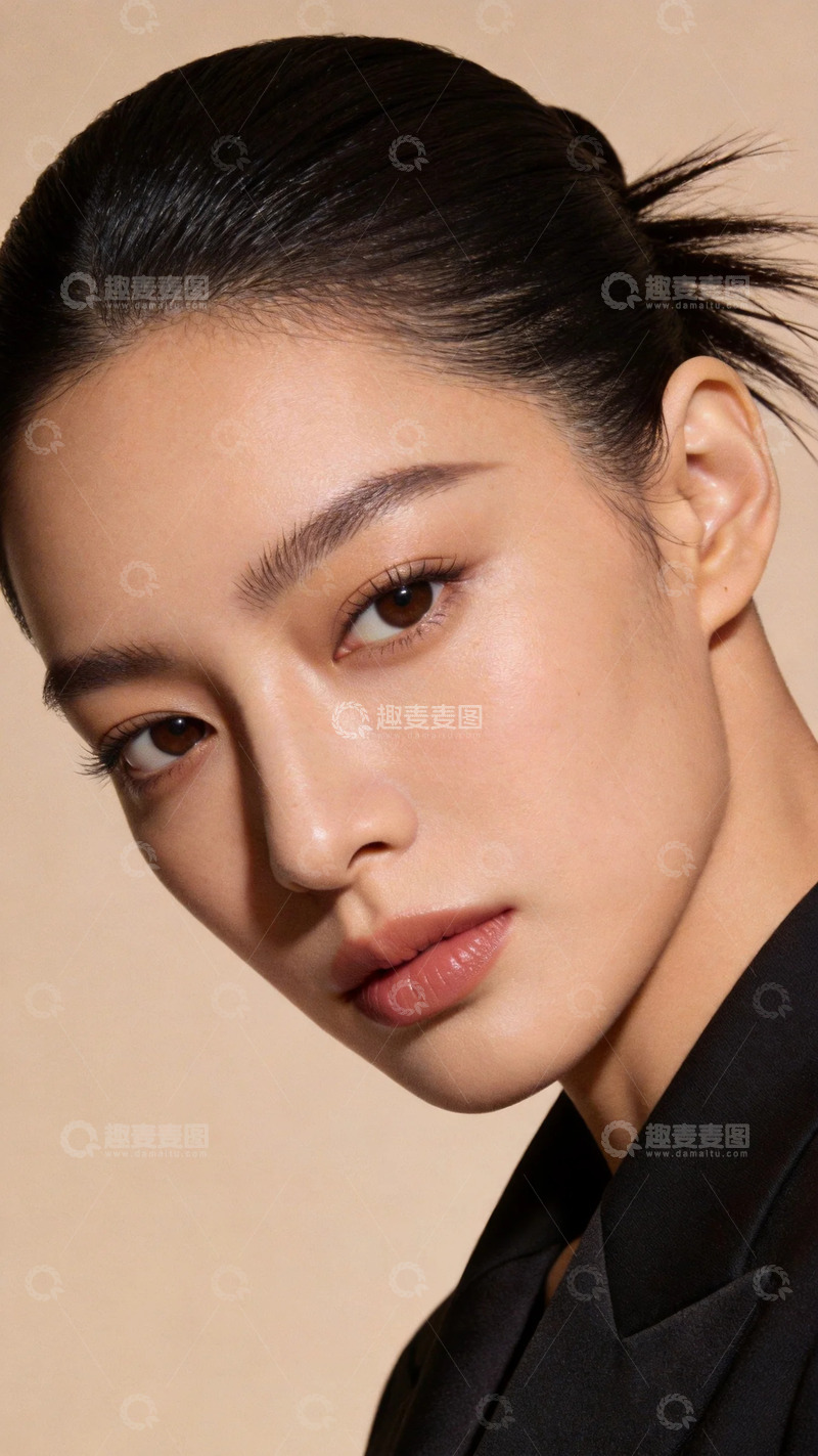 高清大图下载【趣麦麦图】优雅女性侧脸肖像写真