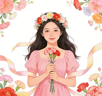 花环少女插画设计素材