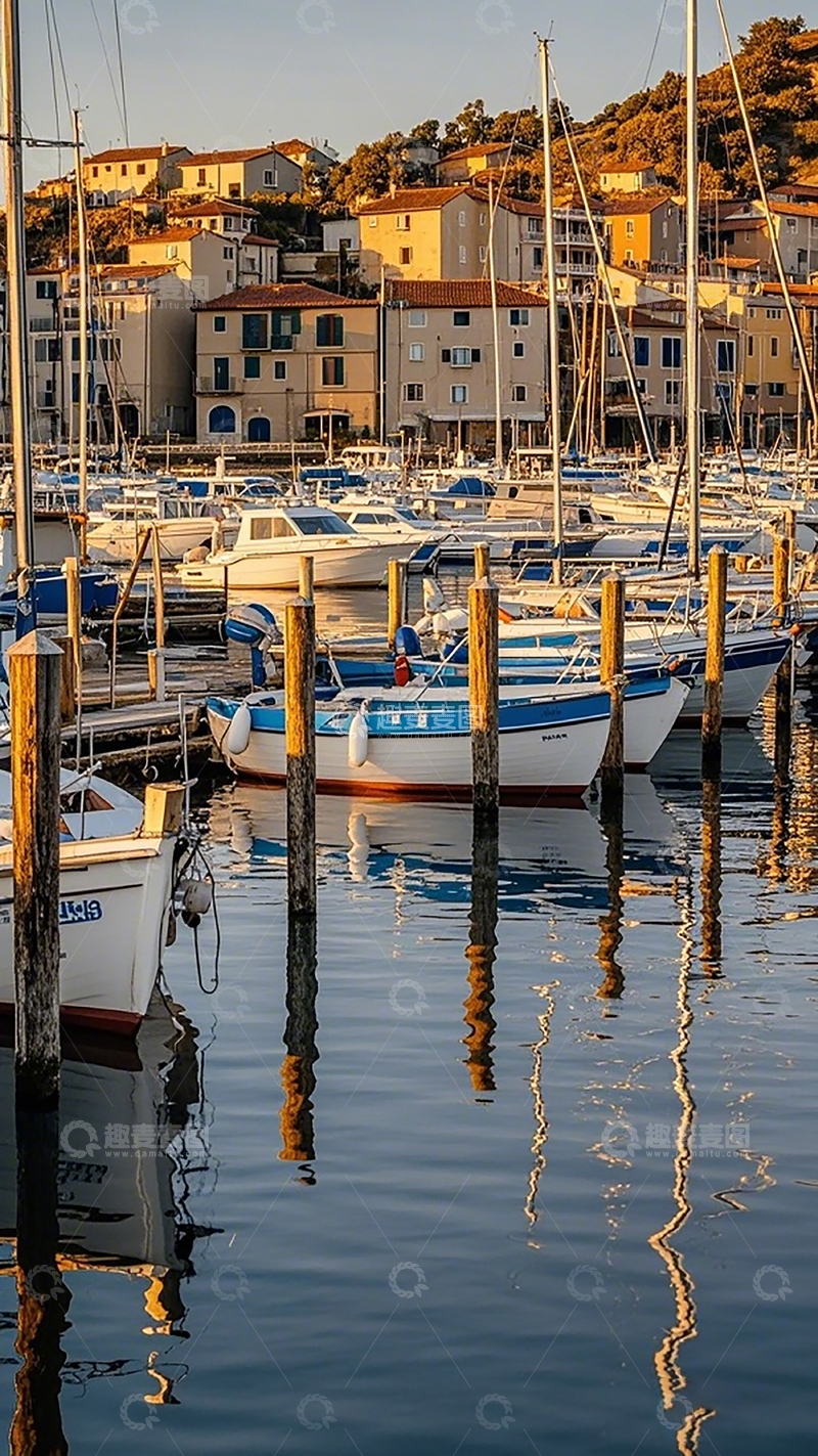 高清大图下载【趣麦麦图】海港小镇黄昏风光摄影
