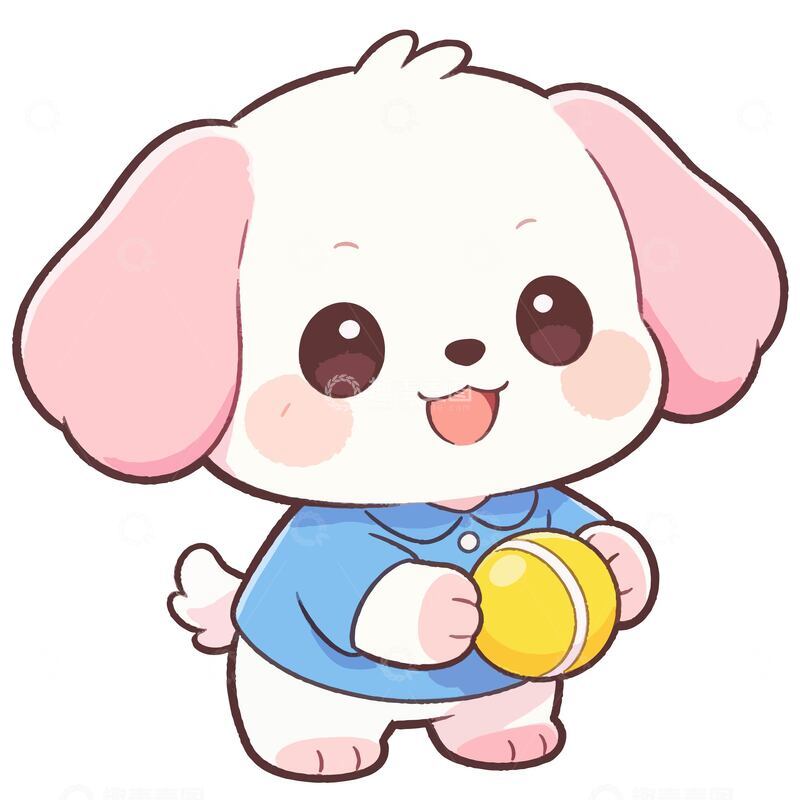 源文件下载【趣麦麦图】卡通可爱的拟人化小狗玩球元素