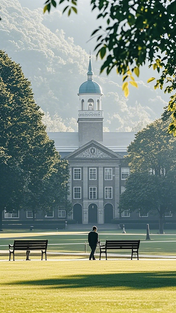 校园晨曦静思图