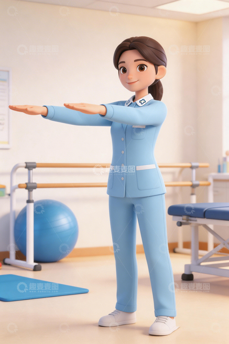 高清大图下载【趣麦麦图】卡通康复训练师医疗场景图