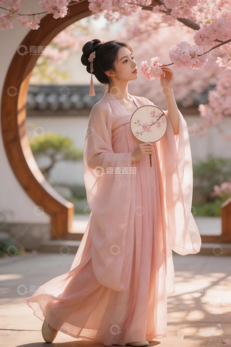 高清大图下载【趣麦麦图】汉服美人古风园林写真