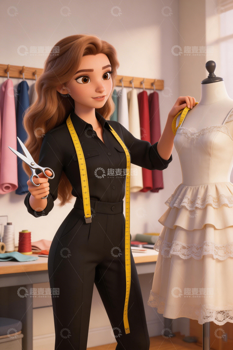 高清大图下载【趣麦麦图】动画服装设计师工作场景