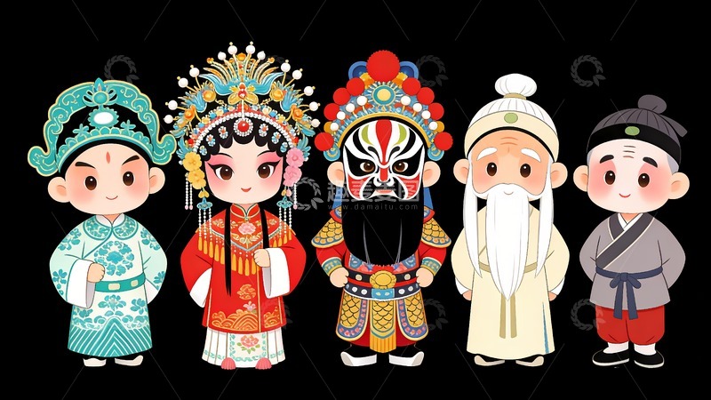 高清大图下载【趣麦麦图】生旦净末丑戏曲人物3