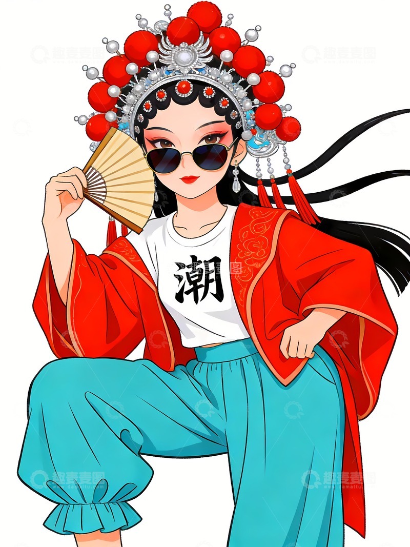 高清大图下载【趣麦麦图】国潮戏曲京剧人物5