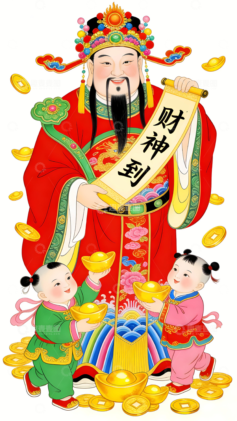 高清大图下载【趣麦麦图】财神到财神爷