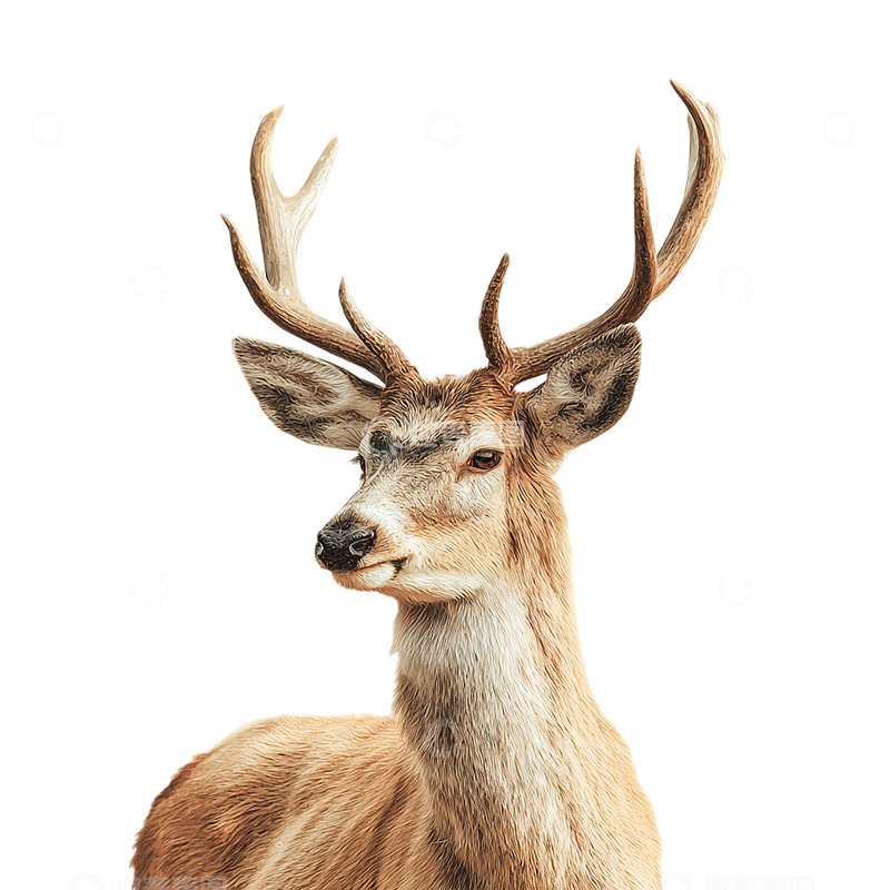 高清大图下载【趣麦麦图】雪白鹿影穿越静谧森林