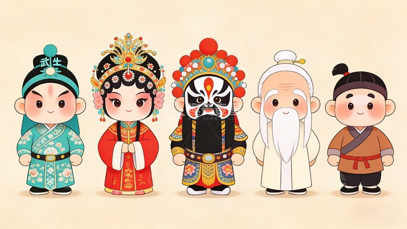 高清大图下载【趣麦麦图】生旦净末丑戏曲人物