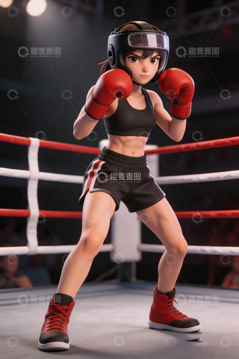 高清大图下载【趣麦麦图】动漫拳击手女战士模型