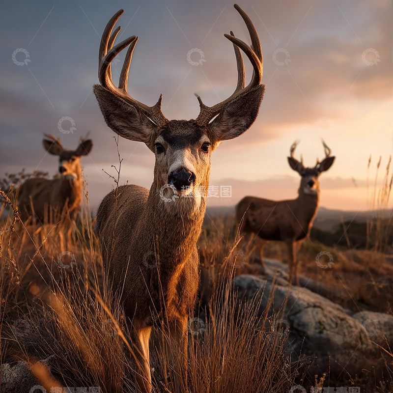 高清大图下载【趣麦麦图】神秘森林中的雄伟鹿影