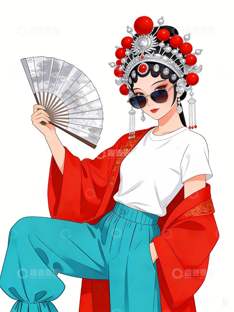 高清大图下载【趣麦麦图】国潮戏曲京剧人物4