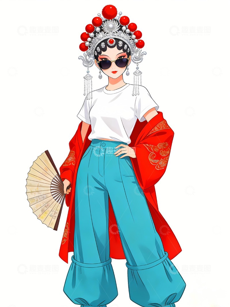 高清大图下载【趣麦麦图】国潮戏曲京剧人物3