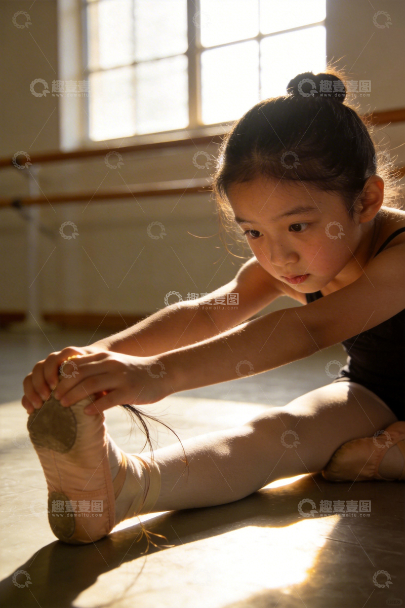 高清大图下载【趣麦麦图】芭蕾舞者拉伸训练照片