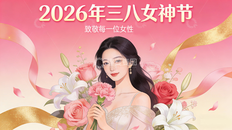 高清大图下载【趣麦麦图】粉色系三八节女神宣传海报