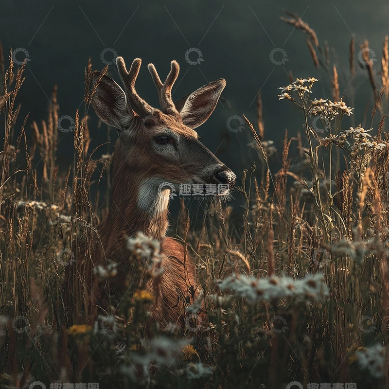 高清大图下载【趣麦麦图】秋日森林中的鹿影魅踪