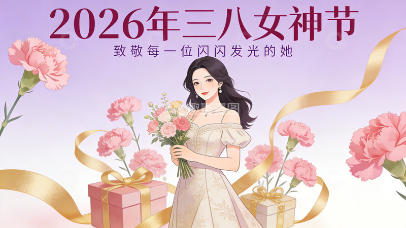 高清大图下载【趣麦麦图】三八女神节海报鲜花礼品插画设计素材