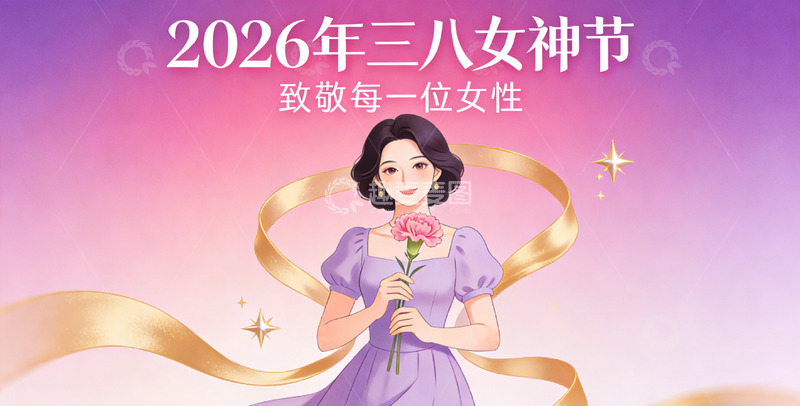 高清大图下载【趣麦麦图】2026年三八女神节插画海报素材