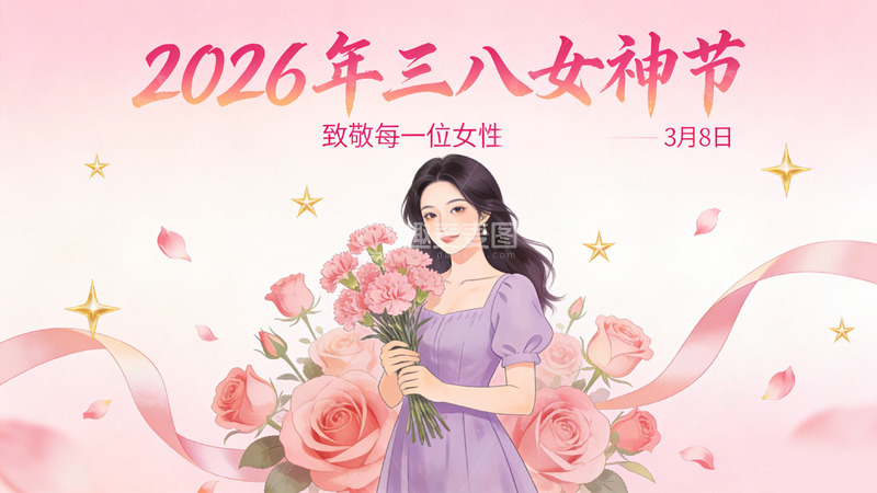高清大图下载【趣麦麦图】2026年三八女神节海报设计素材