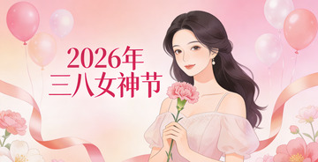 粉色浪漫三八女神节插画海报