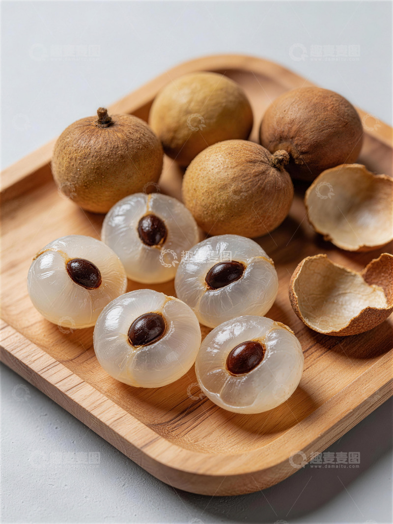 高清大图下载【趣麦麦图】木质托盘桂圆果静物摄影