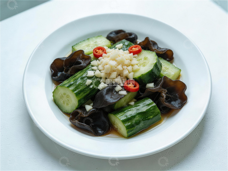高清大图下载【趣麦麦图】青瓜木耳清爽凉拌菜