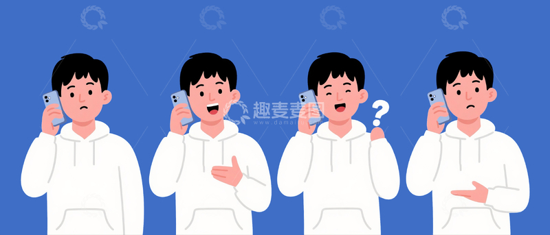 源文件下载【趣麦麦图】扁平插画打电话的男子1