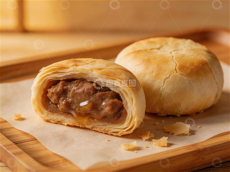 高清大图下载【趣麦麦图】金黄酥皮牛肉饼美食摄影