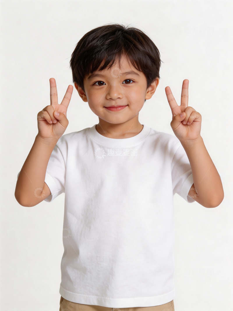 高清大图下载【趣麦麦图】可爱男孩胜利手势摄影写真
